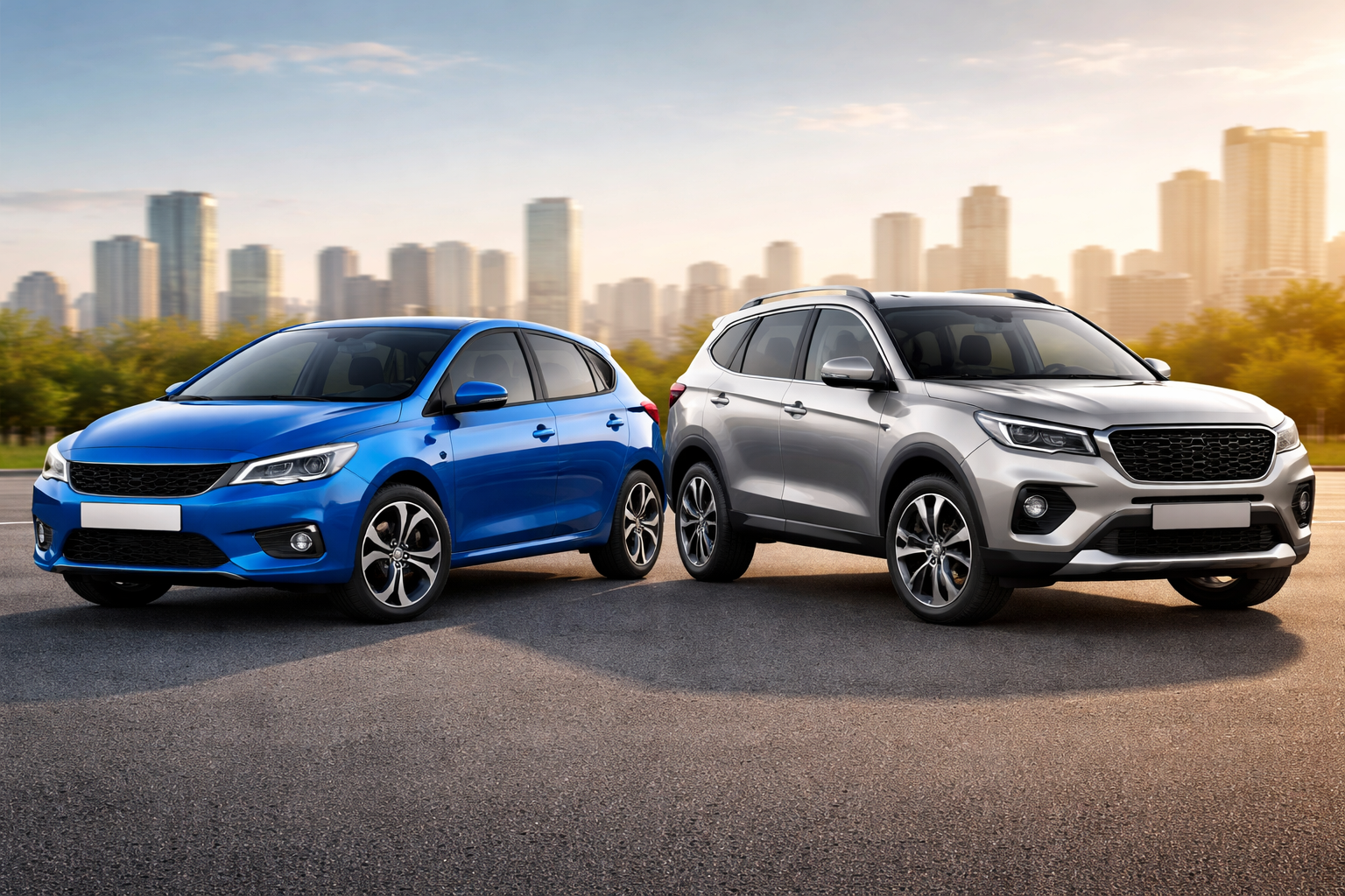 Hatchback vs Compact SUV comparison showing hatchback and small SUV side by side